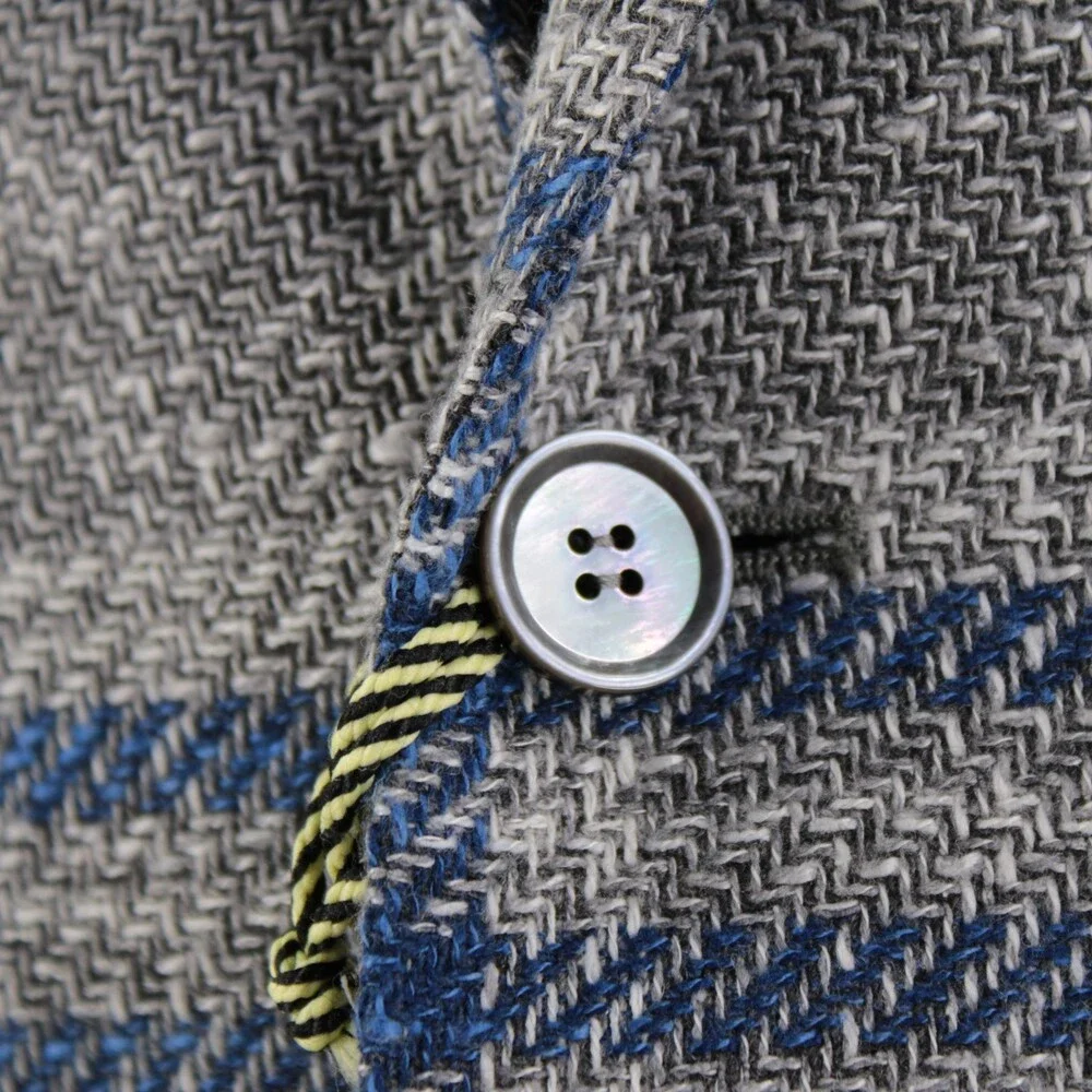 Sartorio Kiton NWT Wool Blend Sport Coat Size 52R (42R US) Gray w/ Blue & White